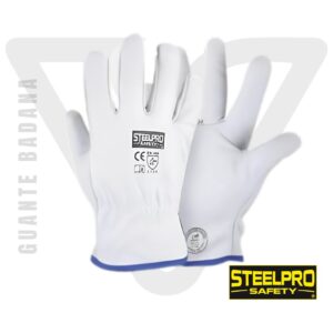 Guante Badana Steelpro de color blanco