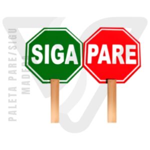 Paleta Pare / Sigue de Madera en madera para control vial. Alta visibilidad, resistente y ligera. Ideal para obras, seguridad vial y señalización temporal.