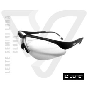 Lentes Geminis Clute Luna Clara con marco negro, lente de policarbonato antirayadura y antiempañante