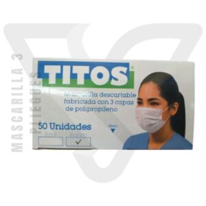 Mascarilla 3 Pliegues TITOS caja de 50 unidades