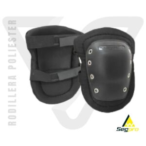 Rodillera Poliester Negro Segpro con ajuste de velcro y diseño ergonómico. Resistente a impactos y abrasión. Ideal trabajo y deporte.