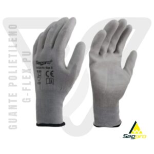 Guantes G-FLEX PU SEGPRO Guante de poliéster recubierto de poliuretano, línea G-FLEX. Ideales para uso industrial, proporcionan al trabajador un excelente agarre, destreza y comodidad.