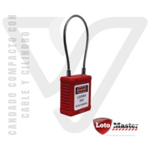 Candado Compacto con Cable y Cilindro con cuerpo de nylon con aro de cable metalico