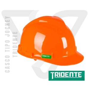 Casco tridente Naranja tipo Jockey con 4 puntas de apoyo y estabilizador UV