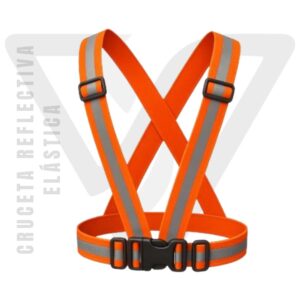Cruceta Reflectiva Elástica con franjas reflectivas para señalización y seguridad vial.