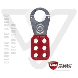 Cerrojo de acero recubierto Lotomaster para seguridad industrial y comercial.