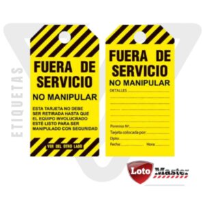 “Etiquetas de Seguridad Loto Master resistentes y visibles”