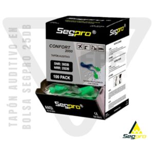 Tapones auditivos Segpro Confort 2000 reutilizables de PVC siliconado hipoalergénico con cordón y triple aleta, protección SNR 30 dB / NRR 25 dB
