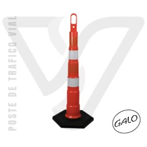Poste de Tráfico Vial Galo con franjas reflectivas para señalización y seguridad vial.