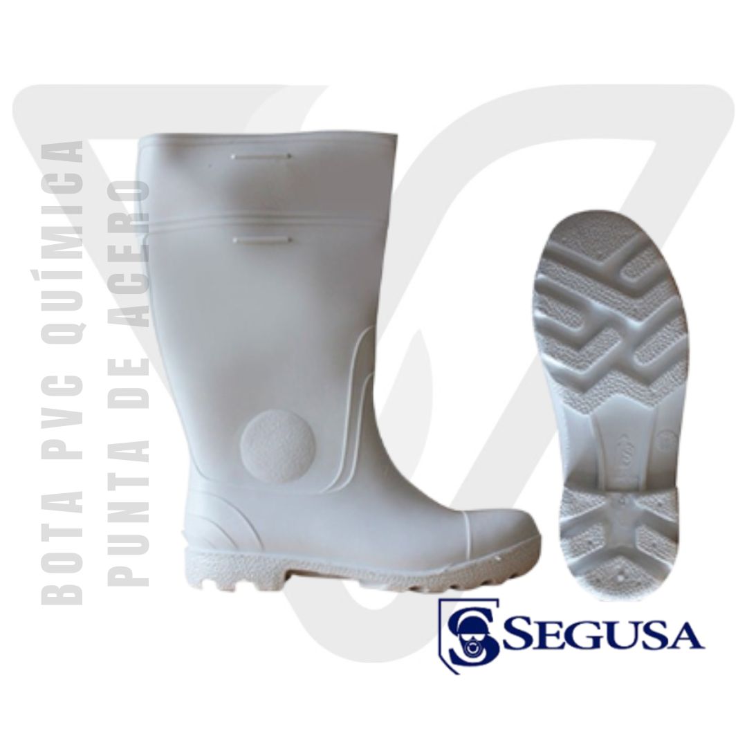 Bota Química PVC Punta de Acero Blanco Segusa