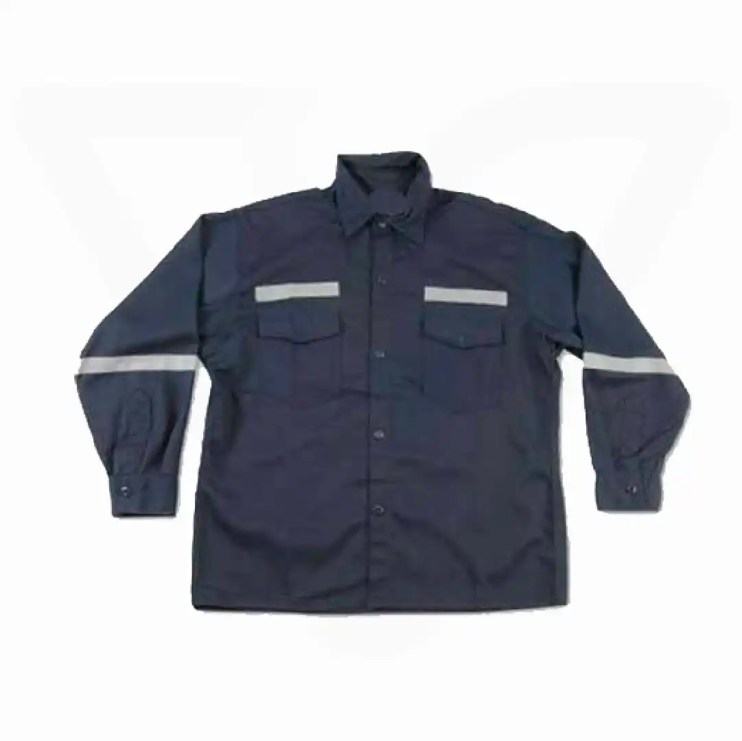 Camisa Drill Naranja y Azul con cinta reflectiva