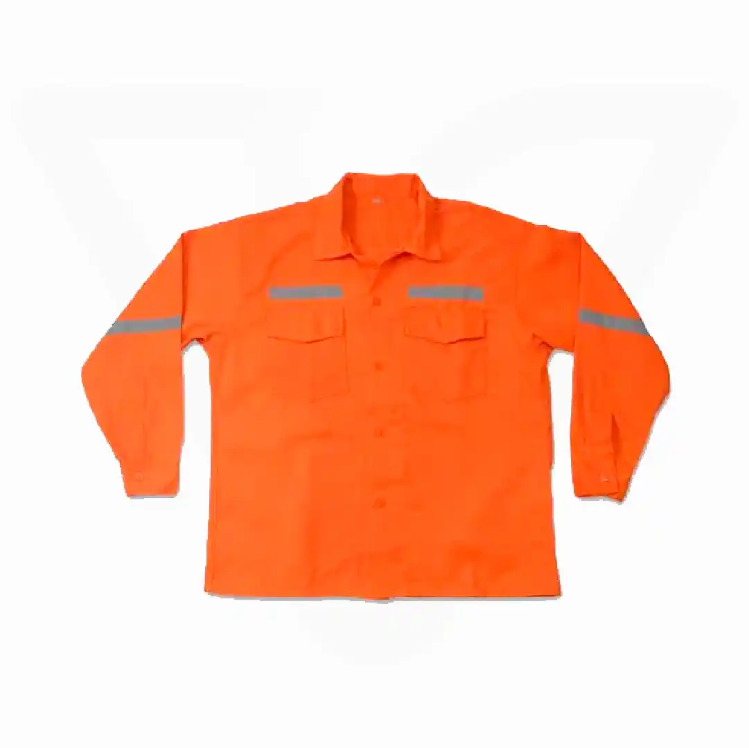 Camisa Drill Naranja y Azul con cinta reflectiva